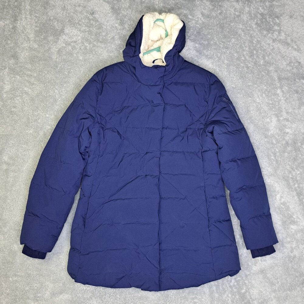 Eddie Bauer Girls Hooded Classic Down Puffer Jacket Blue Large (14)